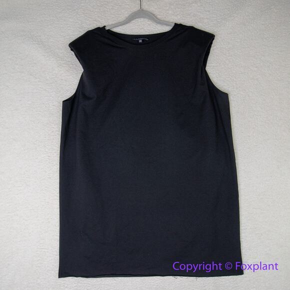 New! Eloquii strong shoulder sleeveless shift black dress, size 22/24 - Picture 2 of 13